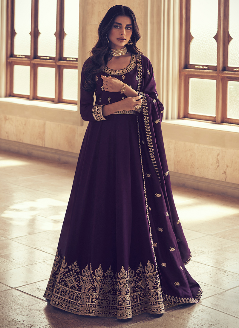 Gown with silk sales dupatta